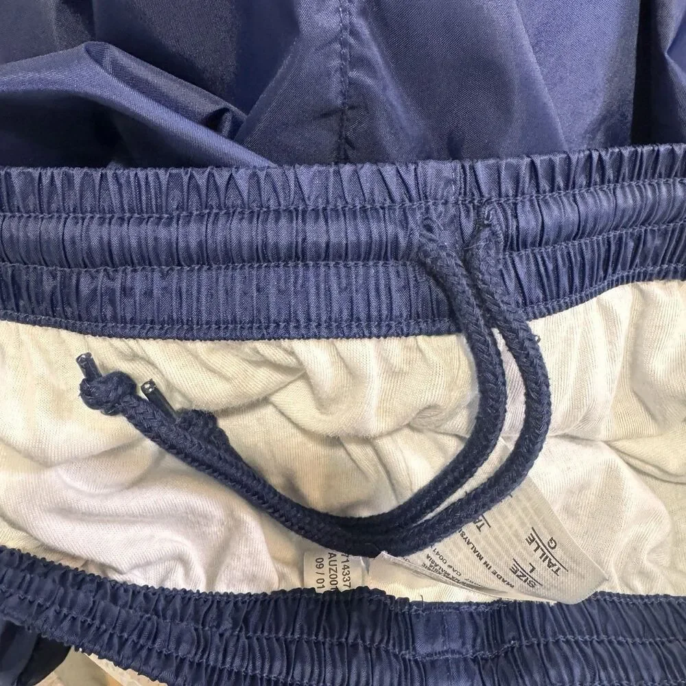 Vintage Y2K Adidas Track Pants Mens L Windbreaker Nylon Blue White Stripe Retro